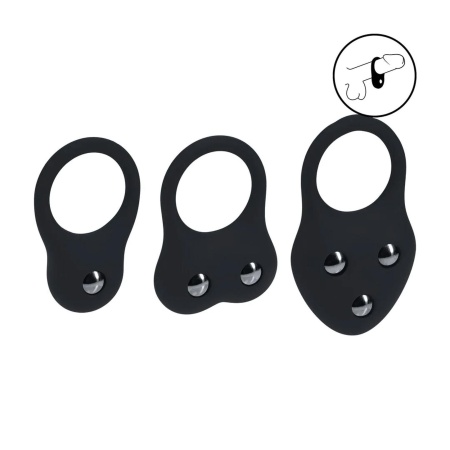 Silicone Training Cockring Set of 3 - S/M/L - Black - 2