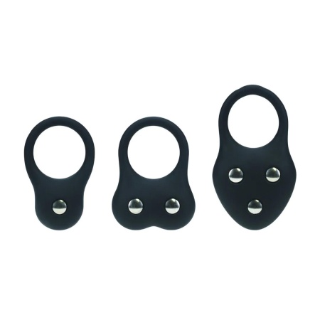 Silicone Training Cockring Set of 3 - S/M/L - Black - 4