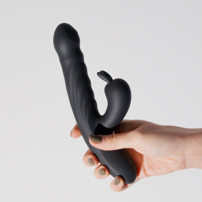 Wibrator Rabbit Lapin Thrusting 21,5 cm Czarny Silikon - 7