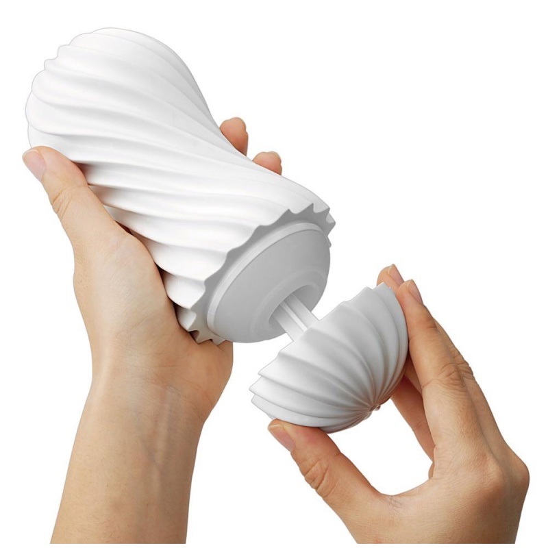Masturbator wielokrotnego użytku Tenga Flex Silky White z regulacją podciśnienia i spiralną komorą, 15,5 cm - 3