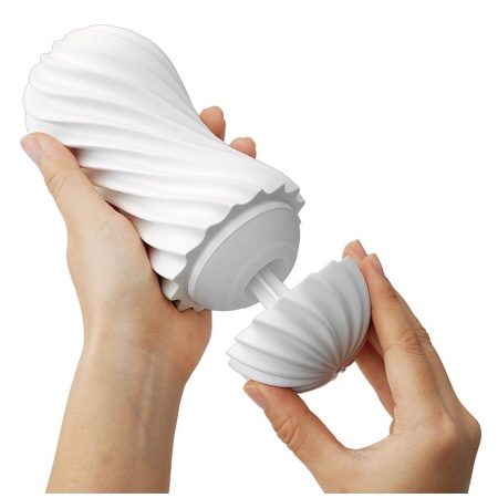Masturbator wielokrotnego użytku Tenga Flex Silky White z regulacją podciśnienia i spiralną komorą, 15,5 cm - 3