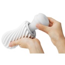 Masturbator wielokrotnego użytku Tenga Flex Silky White z regulacją podciśnienia i spiralną komorą, 15,5 cm - 4