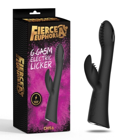 Fierce Euphoria G-gasm Electric Licker CHISA - czarny stymulator elektryczny z falami elektrycznymi, wibracjami i końcówką języc - 1