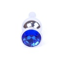 Biżuteria analna Jewellery Dark Blue - anatomiczny korek ze stali nierdzewnej z niebieskim kamieniem, wąska szyjka i rozszerzona - 1