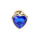 Korek analny Jewellery Gold Heart PLUG Dark Blue - stal nierdzewna, długość 7 cm, średnica 2,7 cm, podstawa z sercem - 1