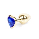 Korek analny Jewellery Gold Heart PLUG Dark Blue - stal nierdzewna, długość 7 cm, średnica 2,7 cm, podstawa z sercem - 5