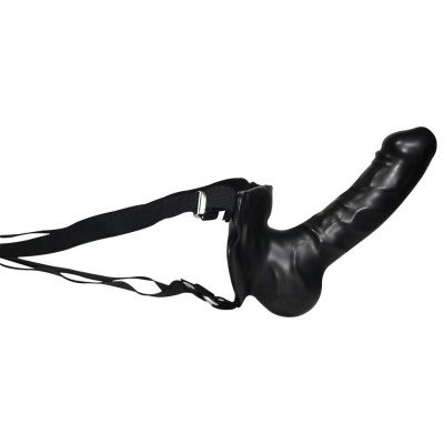Penis do uprzęży Umschnall-Penis z modelowanymi jądrami i reliefem żyłek, miękki lateks, 19 cm - 1 2