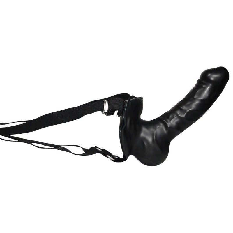 Penis do uprzęży Umschnall-Penis z modelowanymi jądrami i reliefem żyłek, miękki lateks, 19 cm - 2