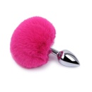 Butt Plug Fantasy Pink Bunny Tail - metal wolny od niklu, różowy ogonek króliczka, 7 cm (6 cm użytkowe, Ø 2,8 cm) - 1