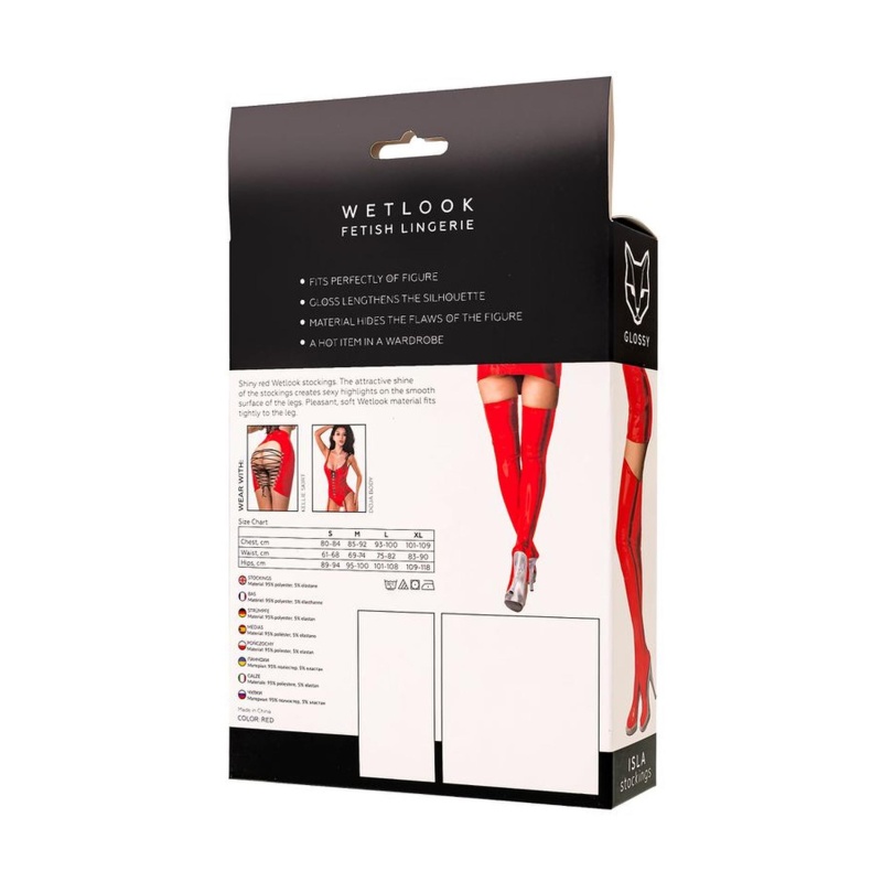 Wetlook Glossy Isla stockings - red XL - 5