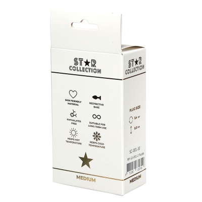 Star Collection - Purple Silicone Anal Plug M - Light Pink Stone - 1 2