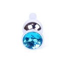 Korek analny MyLove Toys Jewellery Silver Light Blue - stal nierdzewna, wąska szyjka, dł. 9,5 cm, śr. 3 cm - 1