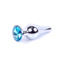 Korek analny MyLove Toys Jewellery Silver Light Blue - stal nierdzewna, wąska szyjka, dł. 9,5 cm, śr. 3 cm - 7