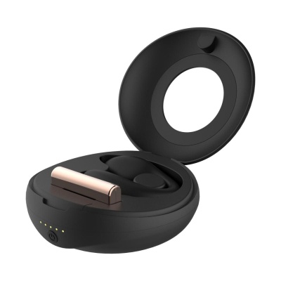 Rosy Gold – C-Shape Vibrator with Luxury Charging Case – Black - 1 2