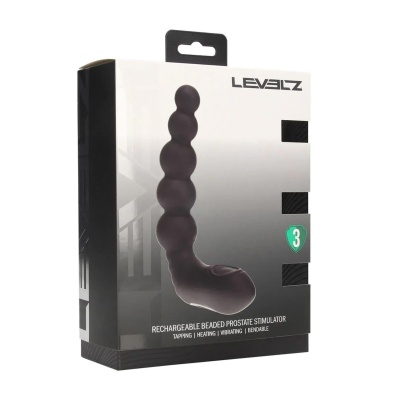 Vibrating Heating Bendable Tapping Beaded Silicone Prostate Stimulator - Black - 1