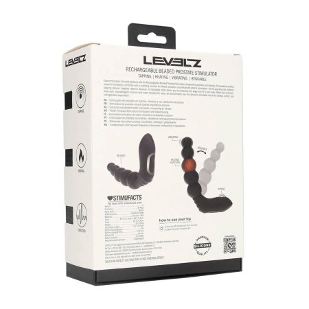 Vibrating Heating Bendable Tapping Beaded Silicone Prostate Stimulator - Black - 3