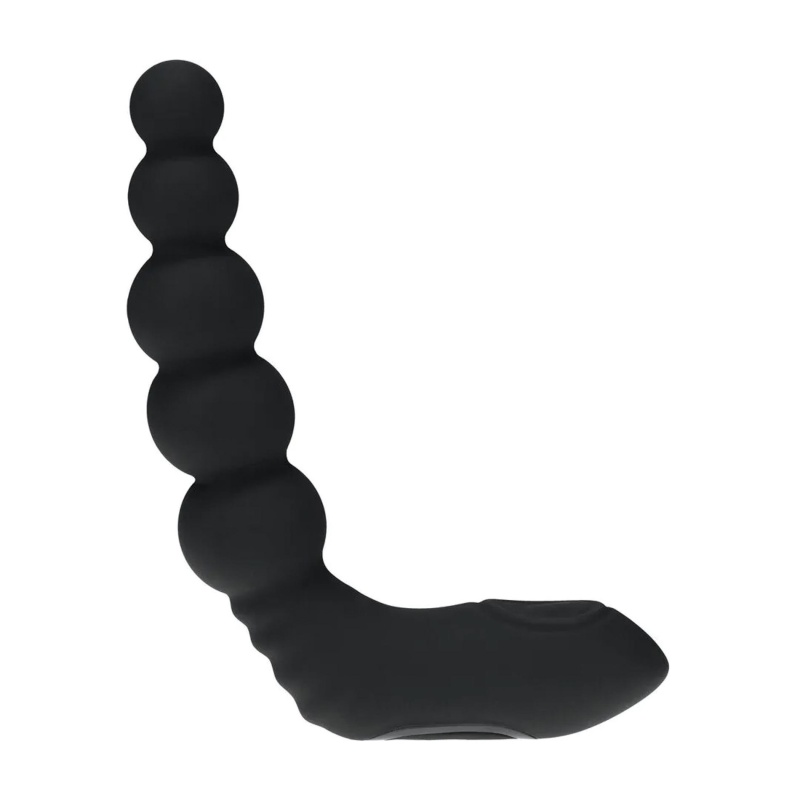 Vibrating Heating Bendable Tapping Beaded Silicone Prostate Stimulator - Black - 4