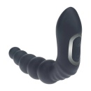 Vibrating Heating Bendable Tapping Beaded Silicone Prostate Stimulator - Black - 6