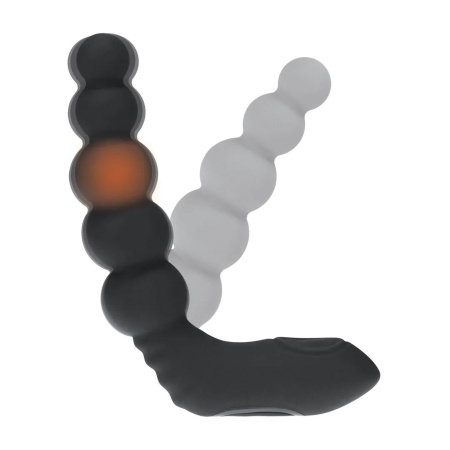 Vibrating Heating Bendable Tapping Beaded Silicone Prostate Stimulator - Black - 7