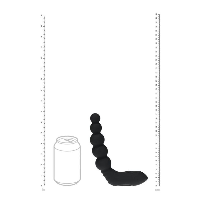 Vibrating Heating Bendable Tapping Beaded Silicone Prostate Stimulator - Black - 8