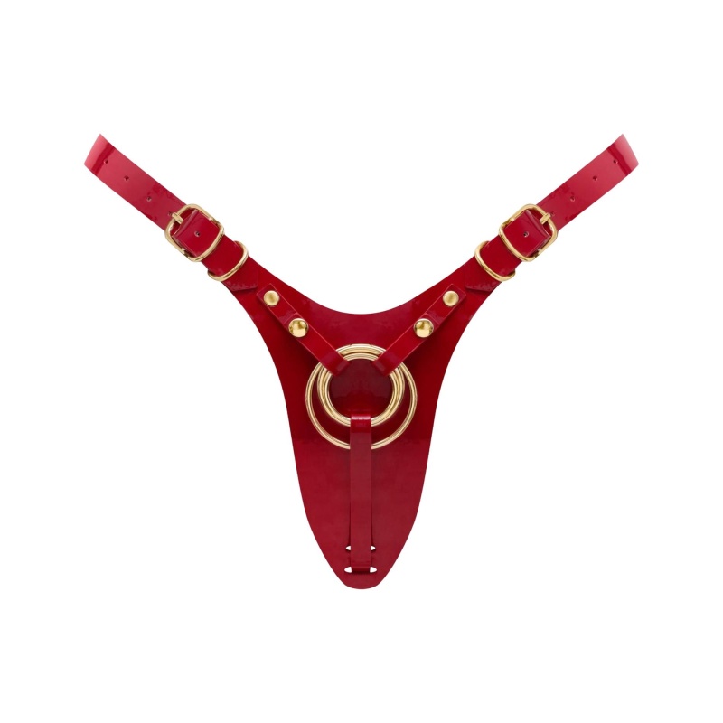 LEATHERETTE HARNESS FABULOUS - ONE SIZE - RED GLOSSY - 1