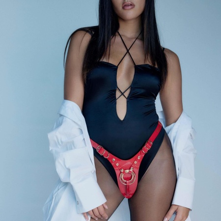 LEATHERETTE HARNESS FABULOUS - ONE SIZE - RED GLOSSY - 2