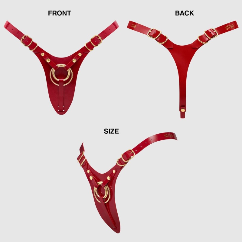 LEATHERETTE HARNESS FABULOUS - ONE SIZE - RED GLOSSY - 6