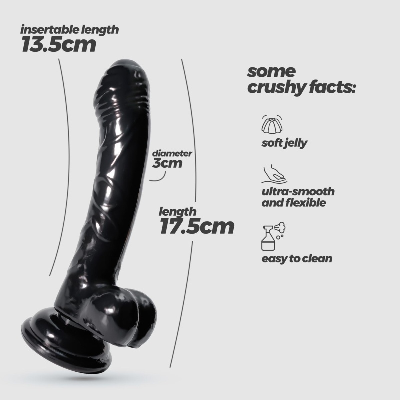 Hudini Żelkowy Dildo Analny 17,5 cm / 3 cm – Czarny - 10