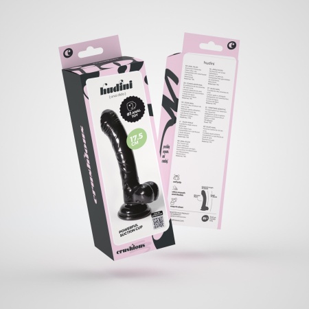 Hudini Żelkowy Dildo Analny 17,5 cm / 3 cm – Czarny - 11