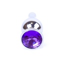 Korek analny Jewellery Silver Butt Plug Purple - stal nierdzewna, profil anatomiczny, średnica 3 cm, długość 9,5 cm - 1