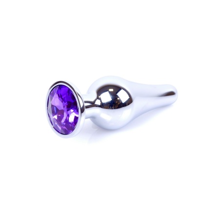 Korek analny Jewellery Silver Butt Plug Purple - stal nierdzewna, profil anatomiczny, średnica 3 cm, długość 9,5 cm - 7
