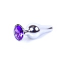 Korek analny Jewellery Silver Butt Plug Purple - stal nierdzewna, profil anatomiczny, średnica 3 cm, długość 9,5 cm - 7