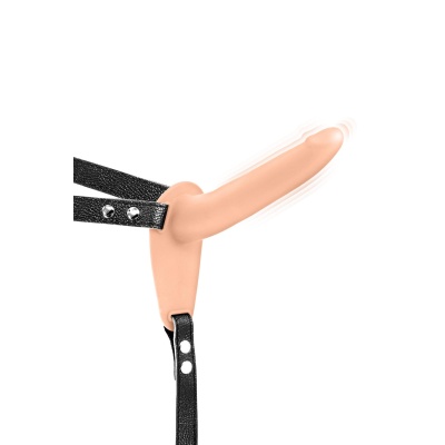 SIMPLE STRAP-ON VIBRATING FLESH STRAP-ON DILDO - 1