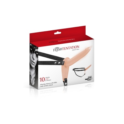 SIMPLE STRAP-ON VIBRATING FLESH STRAP-ON DILDO - 1 2
