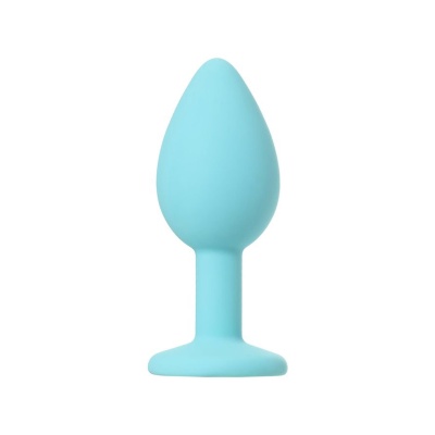 Korek analny Brilliant Blue - silikonowy, z kryształem w podstawie, długość 7,2 cm, Ø 1-2,7 cm - 1 2