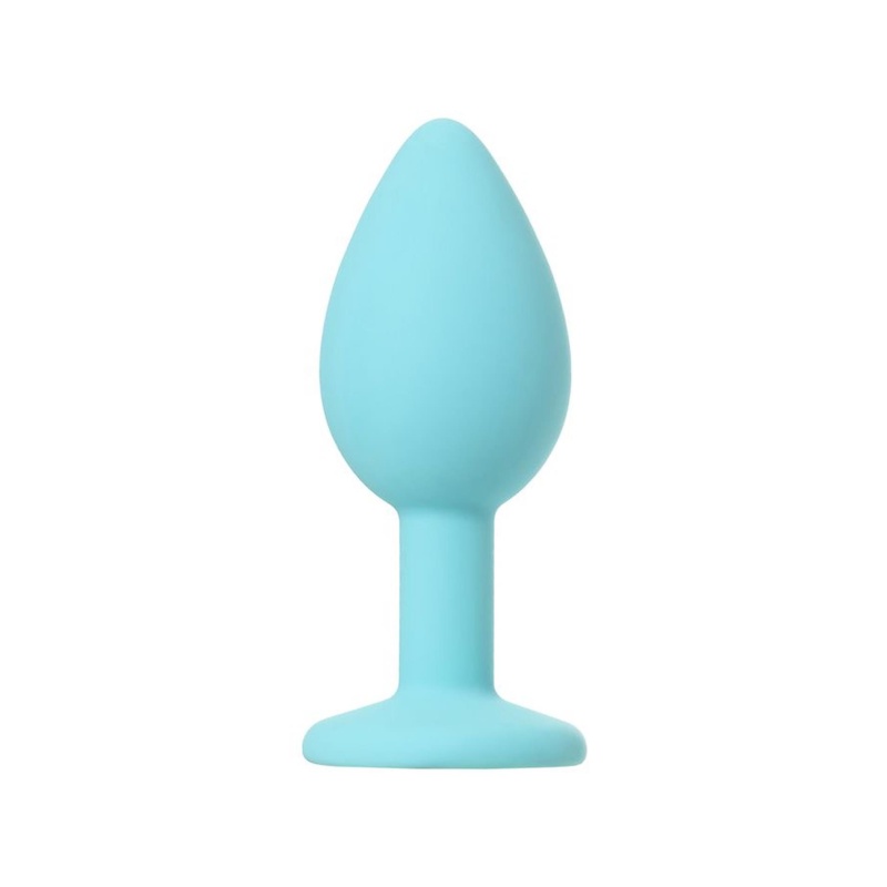 Korek analny Brilliant Blue - silikonowy, z kryształem w podstawie, długość 7,2 cm, Ø 1-2,7 cm - 2