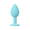 Korek analny Brilliant Blue - silikonowy, z kryształem w podstawie, długość 7,2 cm, Ø 1-2,7 cm - 2