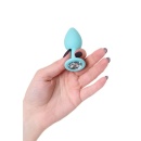 Korek analny Brilliant Blue - silikonowy, z kryształem w podstawie, długość 7,2 cm, Ø 1-2,7 cm - 4
