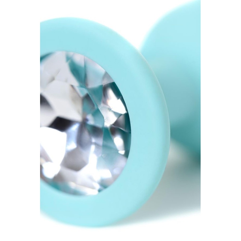 Korek analny Brilliant Blue - silikonowy, z kryształem w podstawie, długość 7,2 cm, Ø 1-2,7 cm - 7