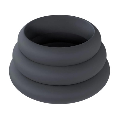 Wide O Silicone Cockring Set of 3 - L/XL/XXL - Black - 1