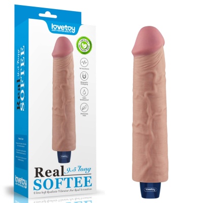 Wibrator REAL SOFTEE 23 cm (9,5 cala) – realistyczny TPE z wibracjami, cielisty - 1