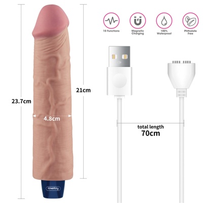 Wibrator REAL SOFTEE 23 cm (9,5 cala) – realistyczny TPE z wibracjami, cielisty - 1 2