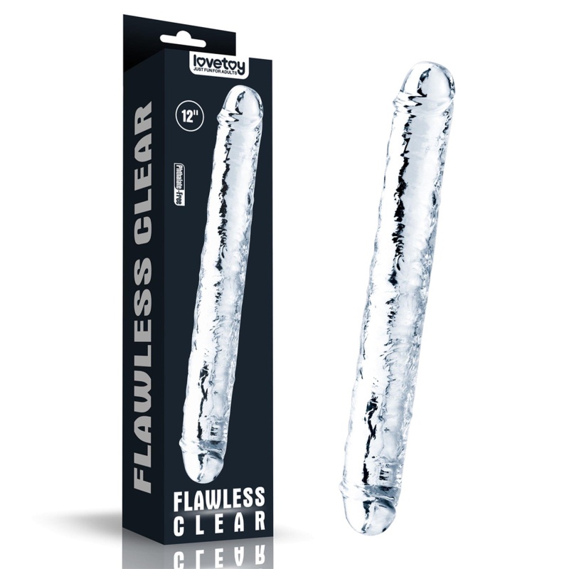 Podwójne dildo przezroczyste Flawless Clear 30 cm - 1