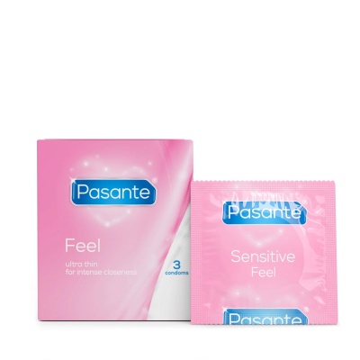 Prezerwatywy Pasante Sensitive Feel – ultra cienkie, 3 sztuki, 52 mm - 1