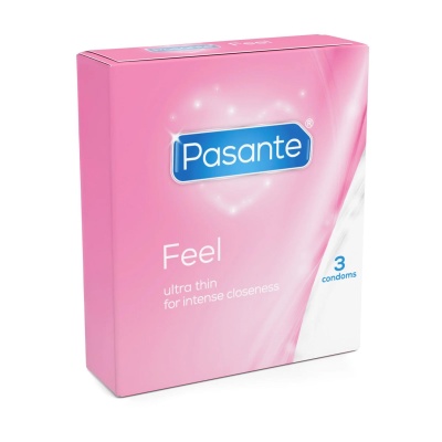Prezerwatywy Pasante Sensitive Feel – ultra cienkie, 3 sztuki, 52 mm - 1 2