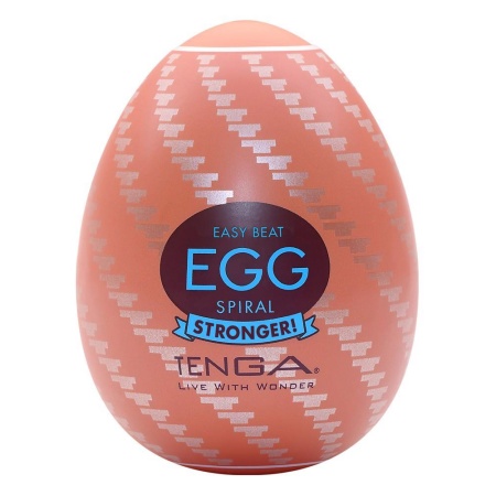 Tenga Egg Spiral Stronger - jednorazowy masturbator męski w kapsułce w kształcie jajka, spiralna tekstura TPE, 7 cm - 1