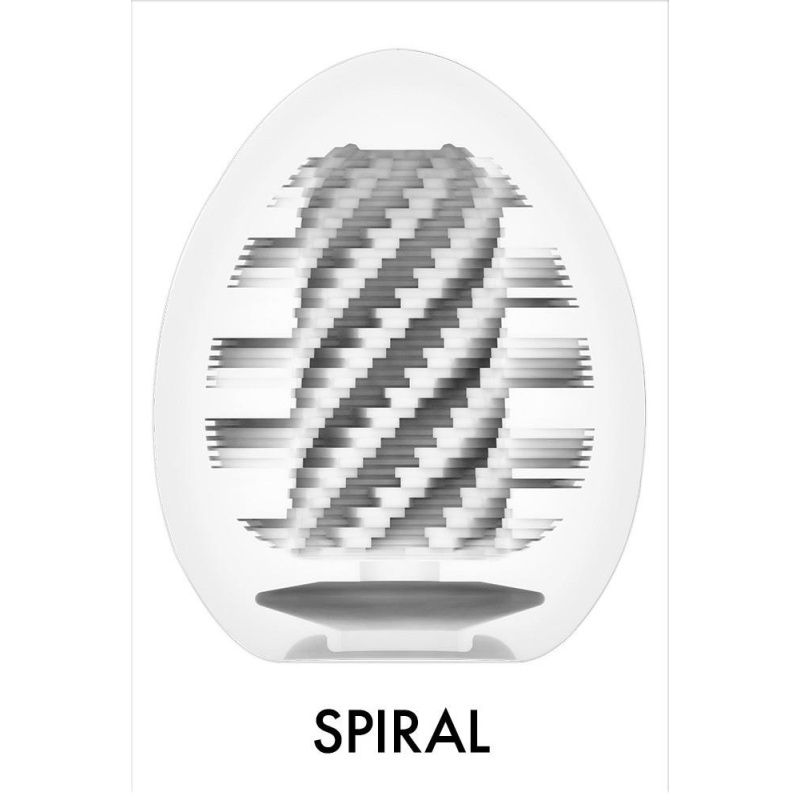 Tenga Egg Spiral Stronger - jednorazowy masturbator męski w kapsułce w kształcie jajka, spiralna tekstura TPE, 7 cm - 4