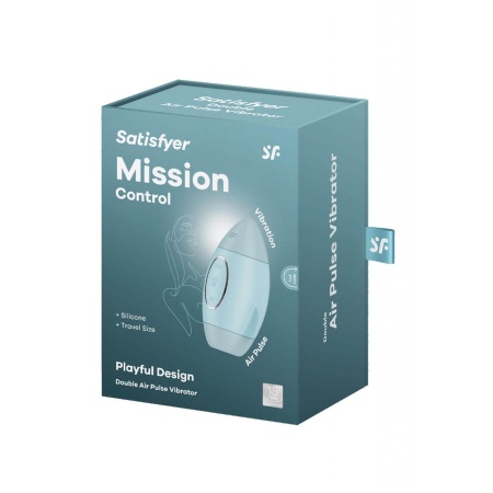 Mission Control Blue - bezdotykowy stymulator łechtaczki Air Pulse z podwójnym silnikiem, kompaktowe wymiary - 3
