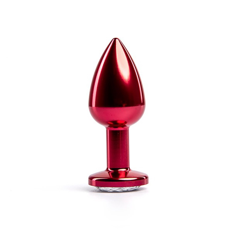 Red Butt Plug with White Diamond - 2