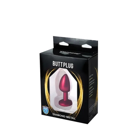 Red Butt Plug with White Diamond - 3